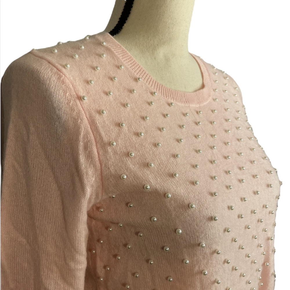 Saks Fifth Avenue 100% Cashmere Pearl Baby Pink Lightweight Sweater Size S - Picture 2 of 14